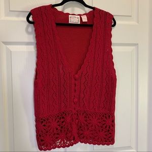 Romantic Expressions Crochet Sweater Vest Size L